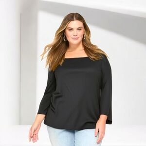 Lane Bryant black boat neck, long sleeve tee